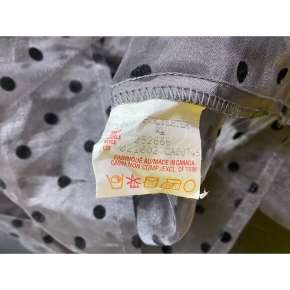 JS Boutique Sheer Black Polka Dot Blouse Ruffled Size 4 Top Shirt Goth Vamp Luxe - Picture 7 of 8